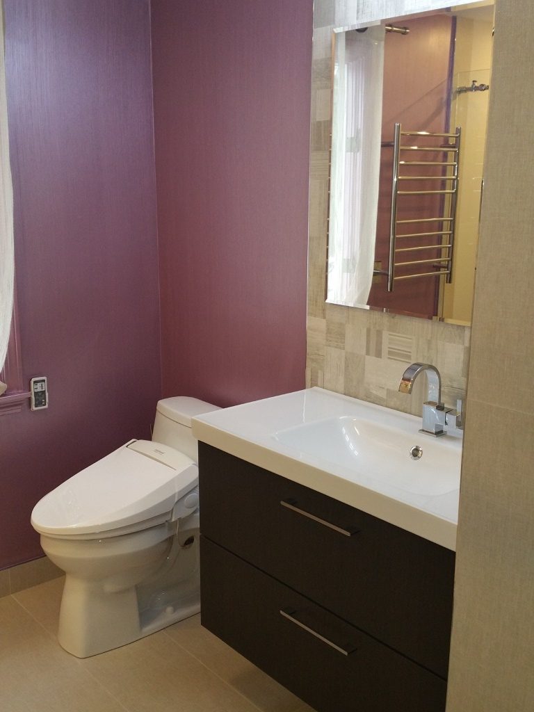 Hanging vanity and medicine cabinet.