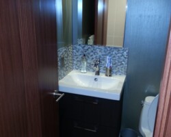 Completely renovated a half bathroom.