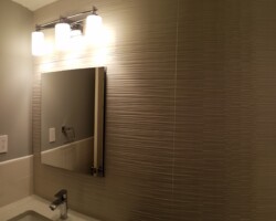 Mirror medicine cabinet and vanity lights.