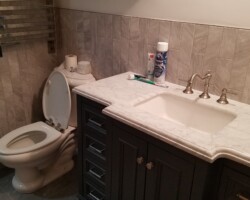 Vanity with big counter space.
