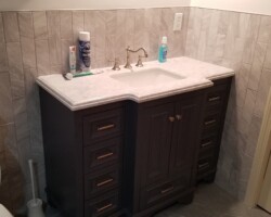Vanity with big counter space.