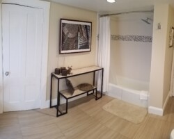New tiles around the tub.