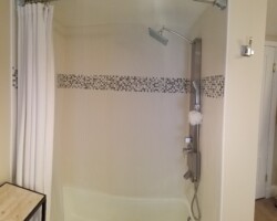 Glass mosaic on the walls.