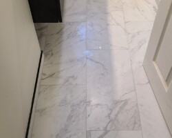 Completely renovated bathroom with heated floor.