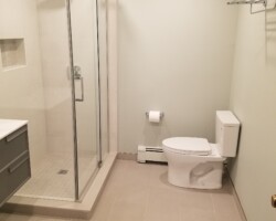 New relocated corner shower.