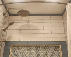 Dark grout makes tile installation stunning.
