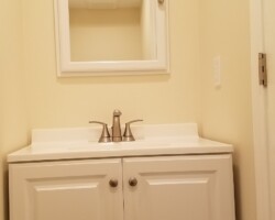 New vanity, medicine cabinet and vanity lights.