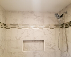 Mosaic adds character to this bathroom.