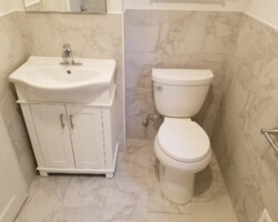 New appliances on a new tiled floor.