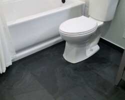 Beautiful natural stone tiles on the floor.