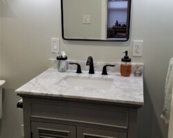 Vanity and mirror medicine cabinet.