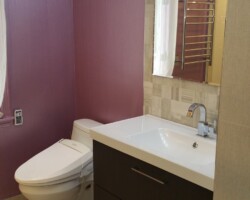 Wide hanging vanity.
