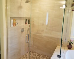 Custom shower glass walls and door.