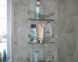 Shower shelving.