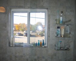 Tile around the window.