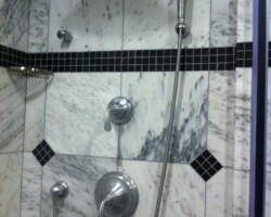 Mosaic accents on the walls.