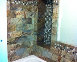 Precision tile installation.