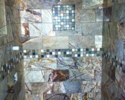 Combination 6x12 and mosaic marble tiles.