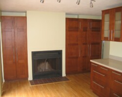 Tall cabinets make nice looking wall.