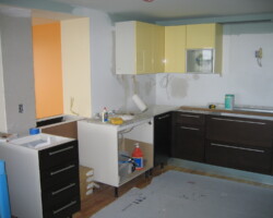 Building the kitchen.